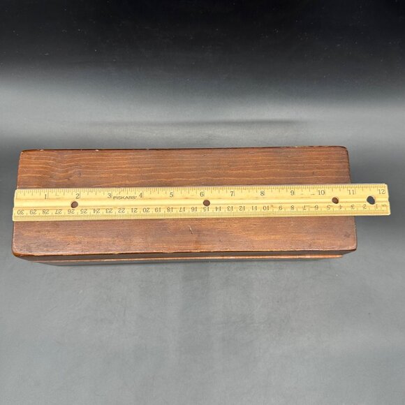 Vintage Wooden Recipe Box Kitchen Storage Hinged Lid 2 Compartments Retro As Is - Picture 11 of 13